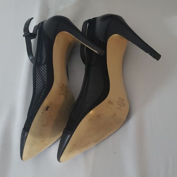 BCBG Black Mesh Pumps with Ankle Strap- Cynthia - Picture 8 of 9